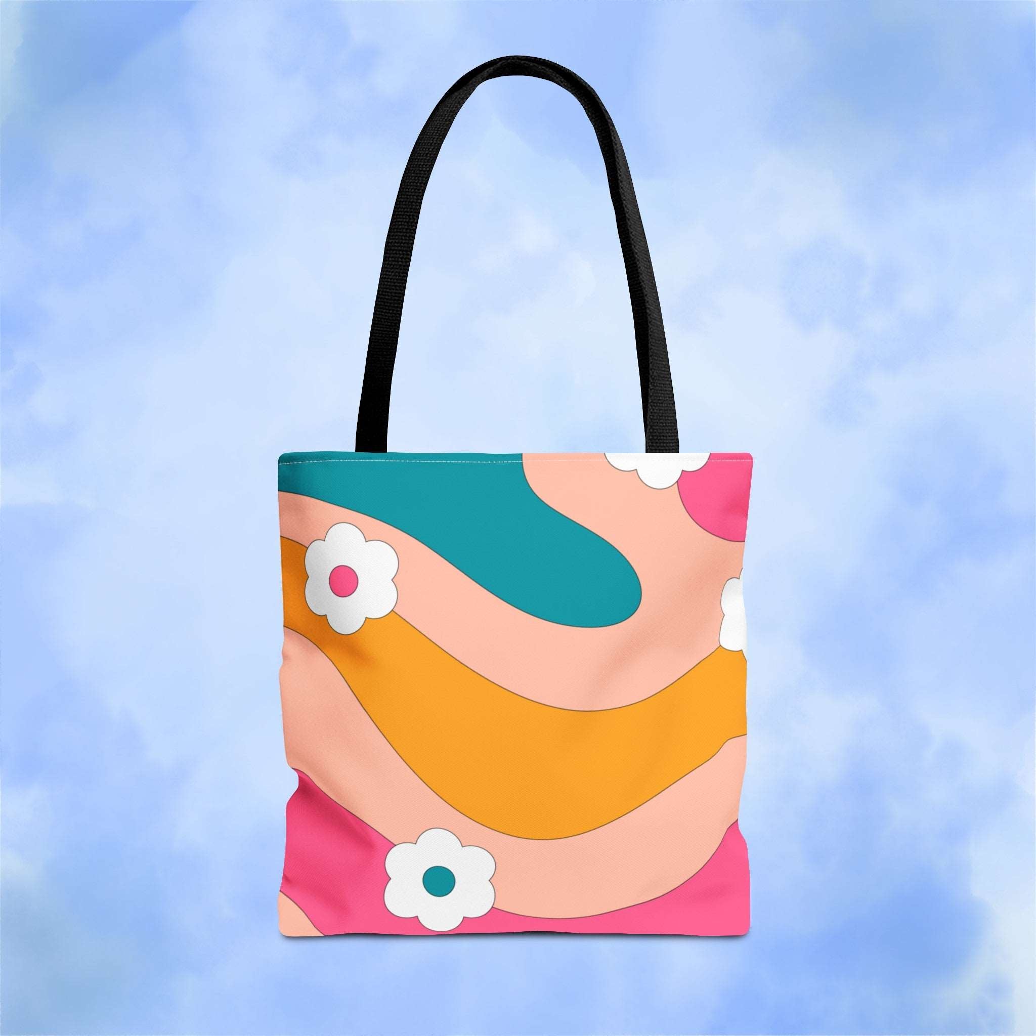 70s Floral Retro Aesthetic Tote Bag