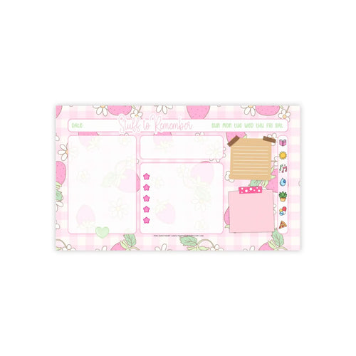 Blooming Strawberries Sticky Note Pad - Pink Sweetheart