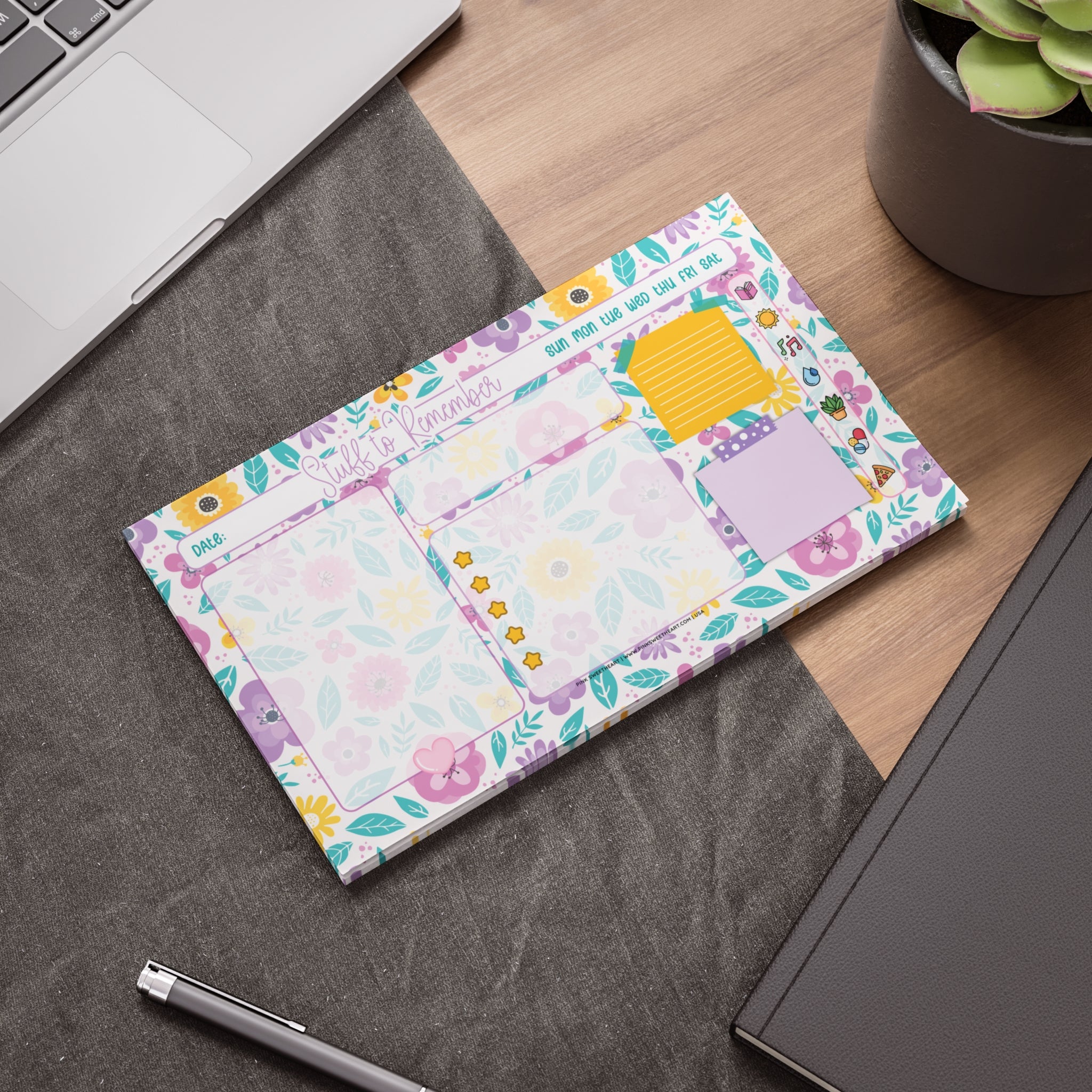 Neon Pop Blooming Florals Sticky Note Pad