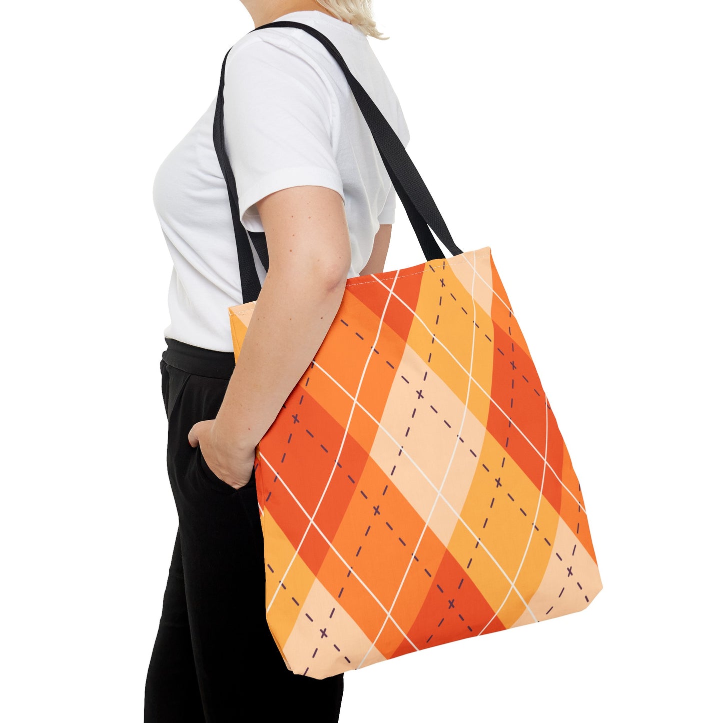 Orange Argyle Halloween Tote Bag