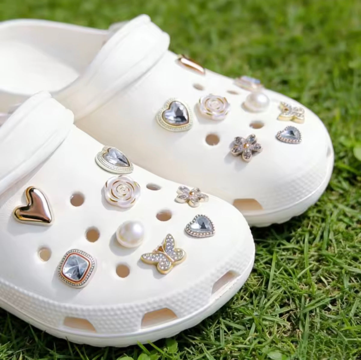 Golden Bling Love Clog Charms Set