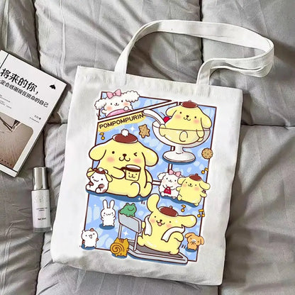 Chibi Kawaii Cartoon Anime Canvas Tote Bag