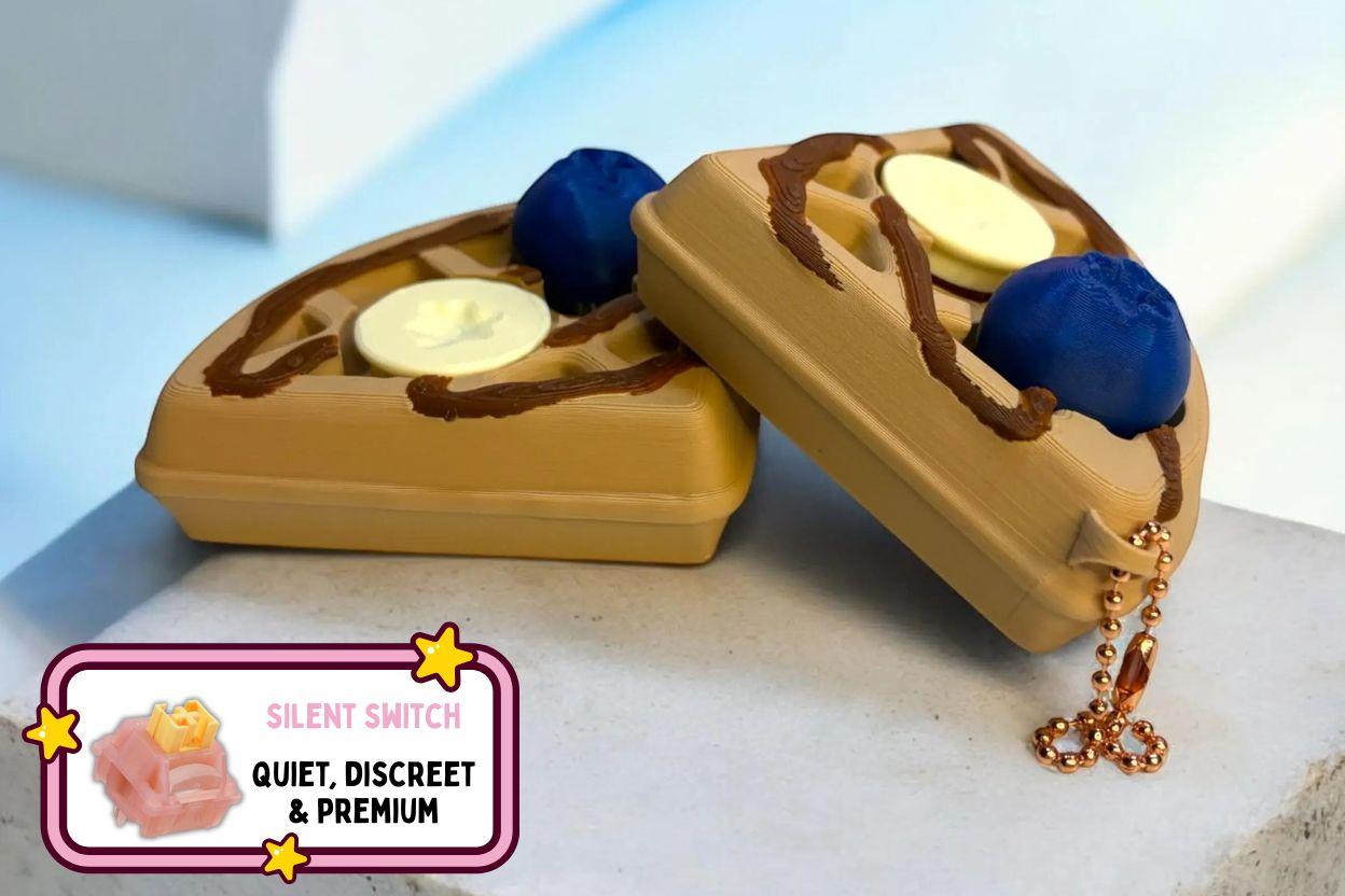 Breakfast Waffle Clicker Fidget Keychain