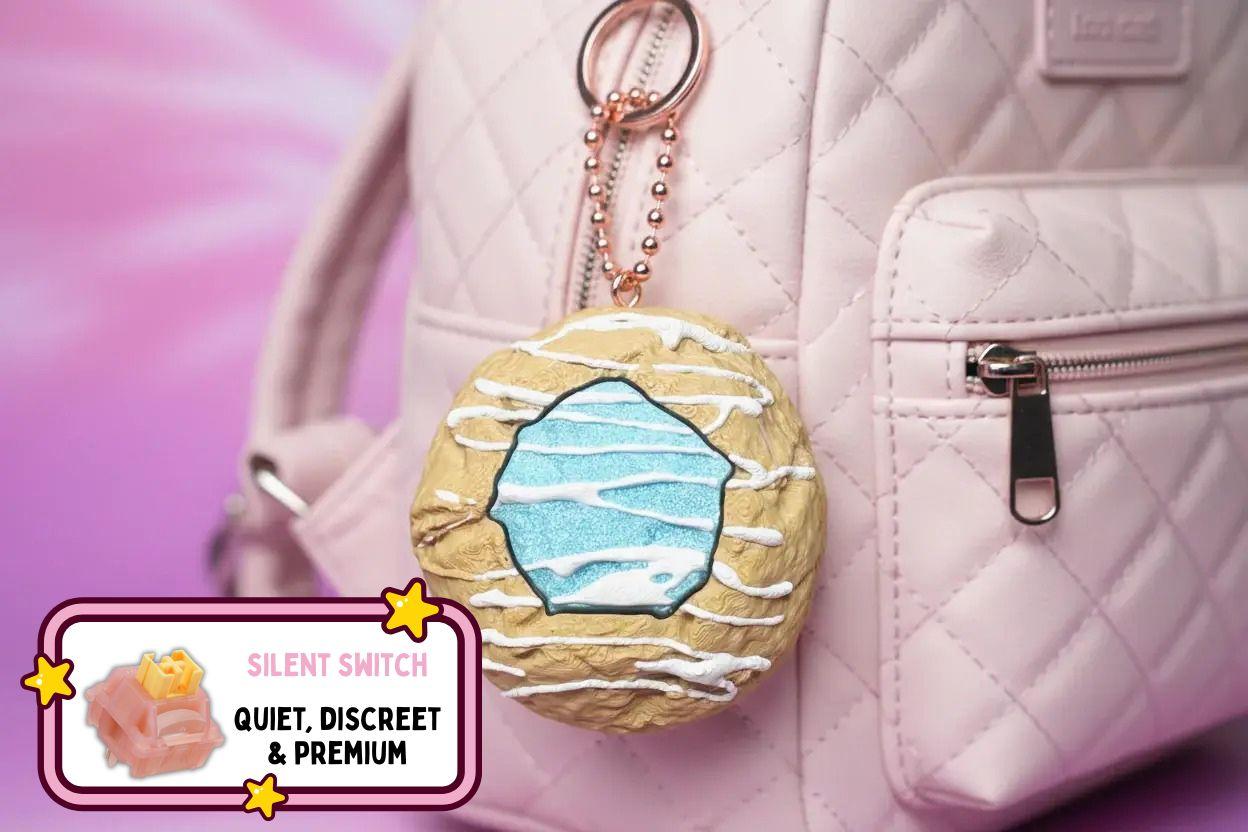 Blue Jelly Thumbprint Cookie Clicker Fidget Keychain