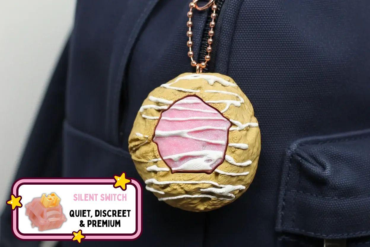 Pink Jelly Thumbprint Cookie Clicker Fidget Keychain