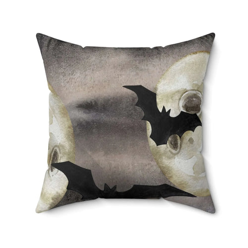 Batty Haunted Skies Square Pillow - Pink Sweetheart