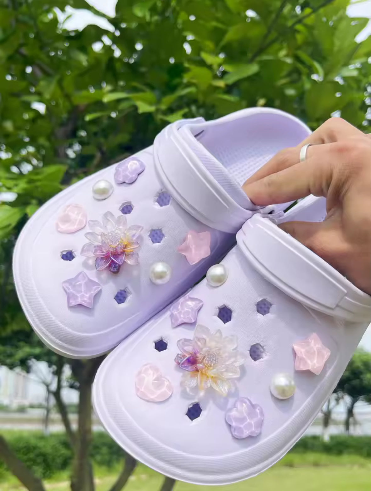 Purple Dahlia Clog Charms Set