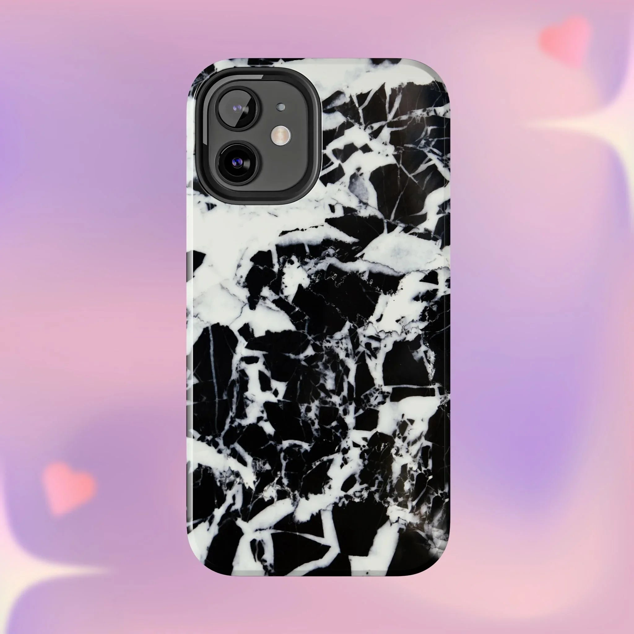 Black & White Shattered Phone Case (Apple & Android) - Pink Sweetheart