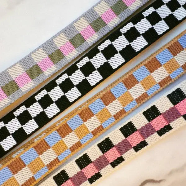 Checkered Crossbody Phone Lanyard - Pink Sweetheart