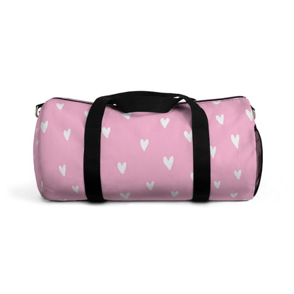 Bolsa de deporte rosa llena de corazones 