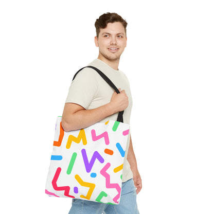 Colorful Doodle Zig Zags Tote Bag