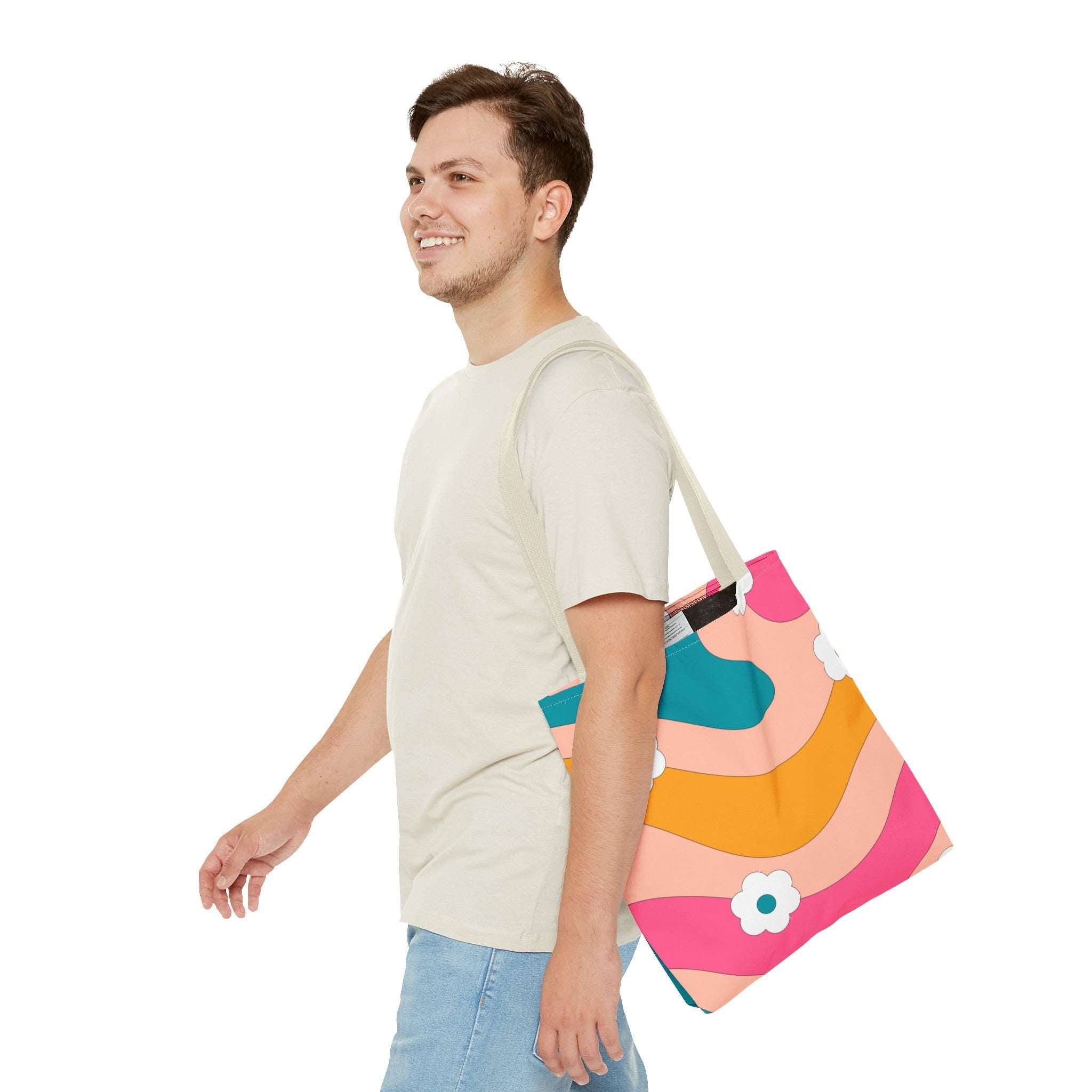 70s Floral Retro Aesthetic Tote Bag