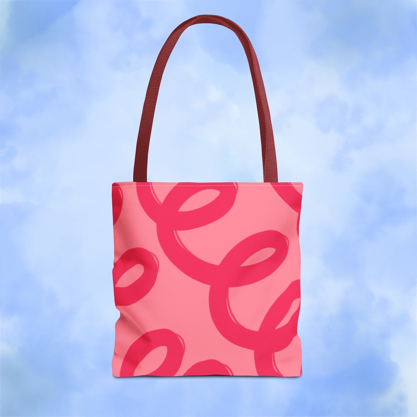 Red Spiral Loops Tote Bag