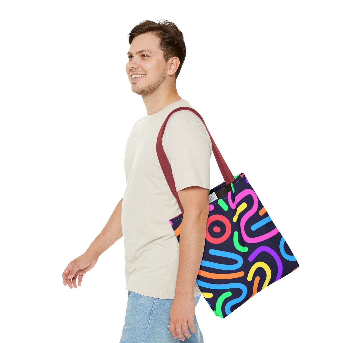 Neon Doodle Swirls Tote Bag