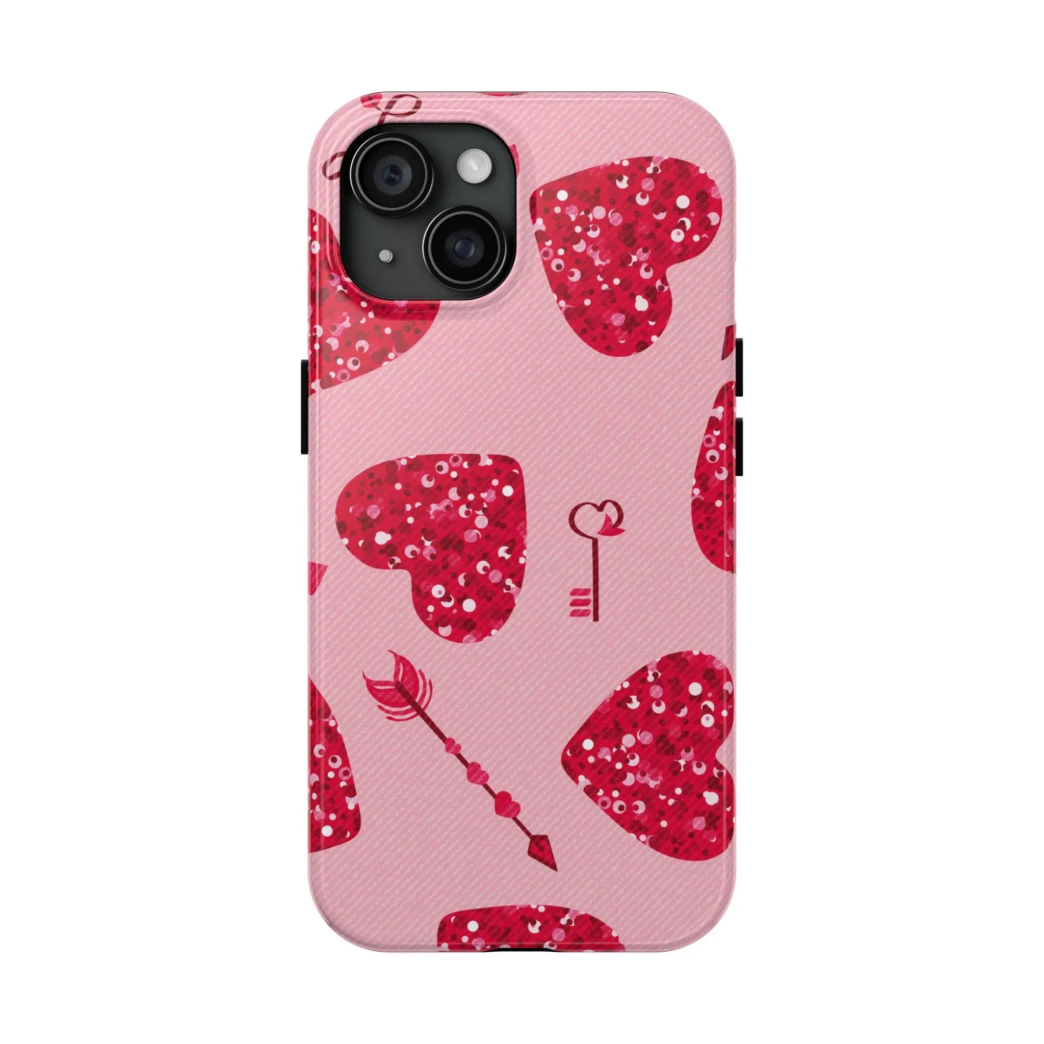 Sparkling Red Hearts Phone Case (Apple & Android) - Pink Sweetheart