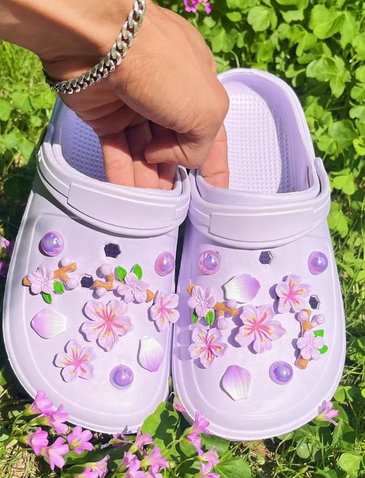 Periwinkle Plum Florals Clog Charms Set