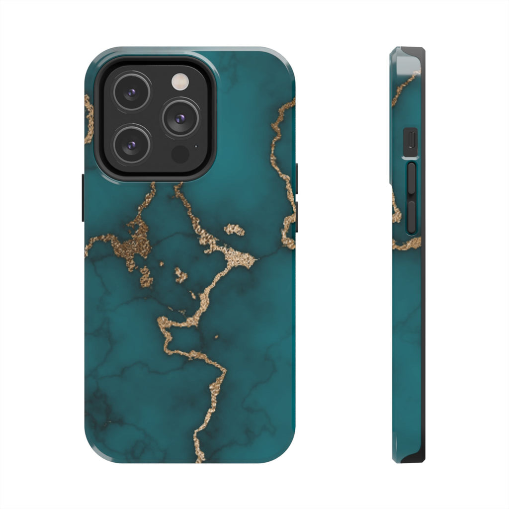 Green & Gold Marble Phone Case (Apple & Android)