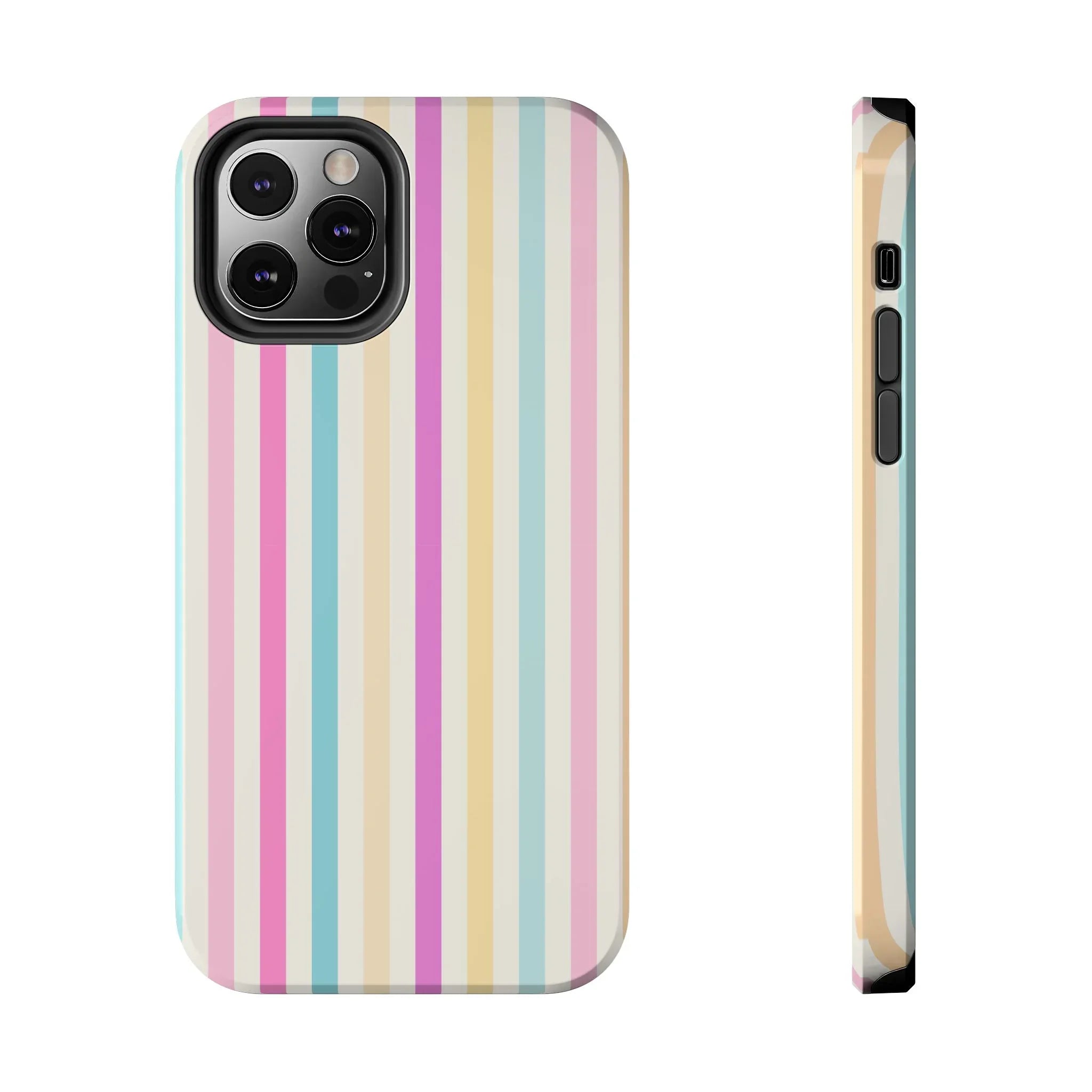 Pastel Candy Stripes Phone Cases (Apple & Android) - Pink Sweetheart