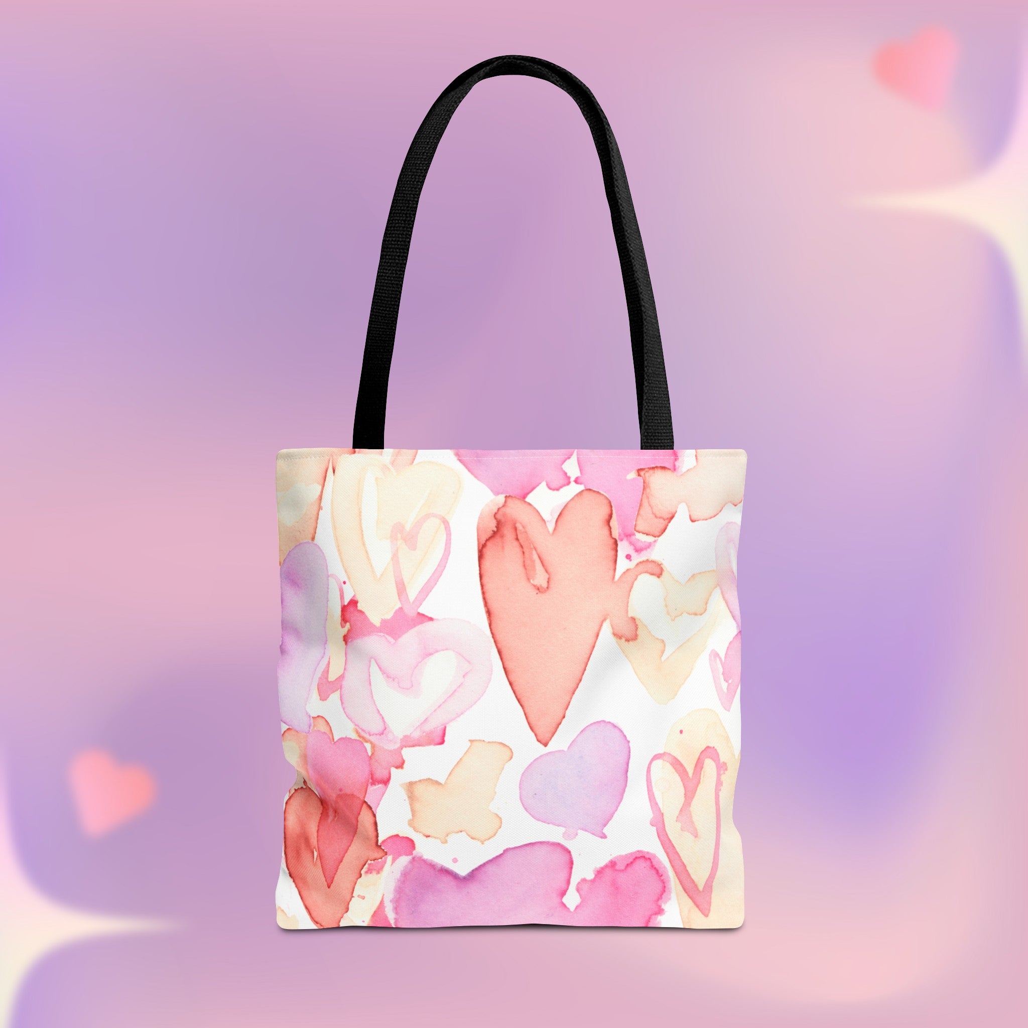 Watercolor Valentine Hearts Tote Bag