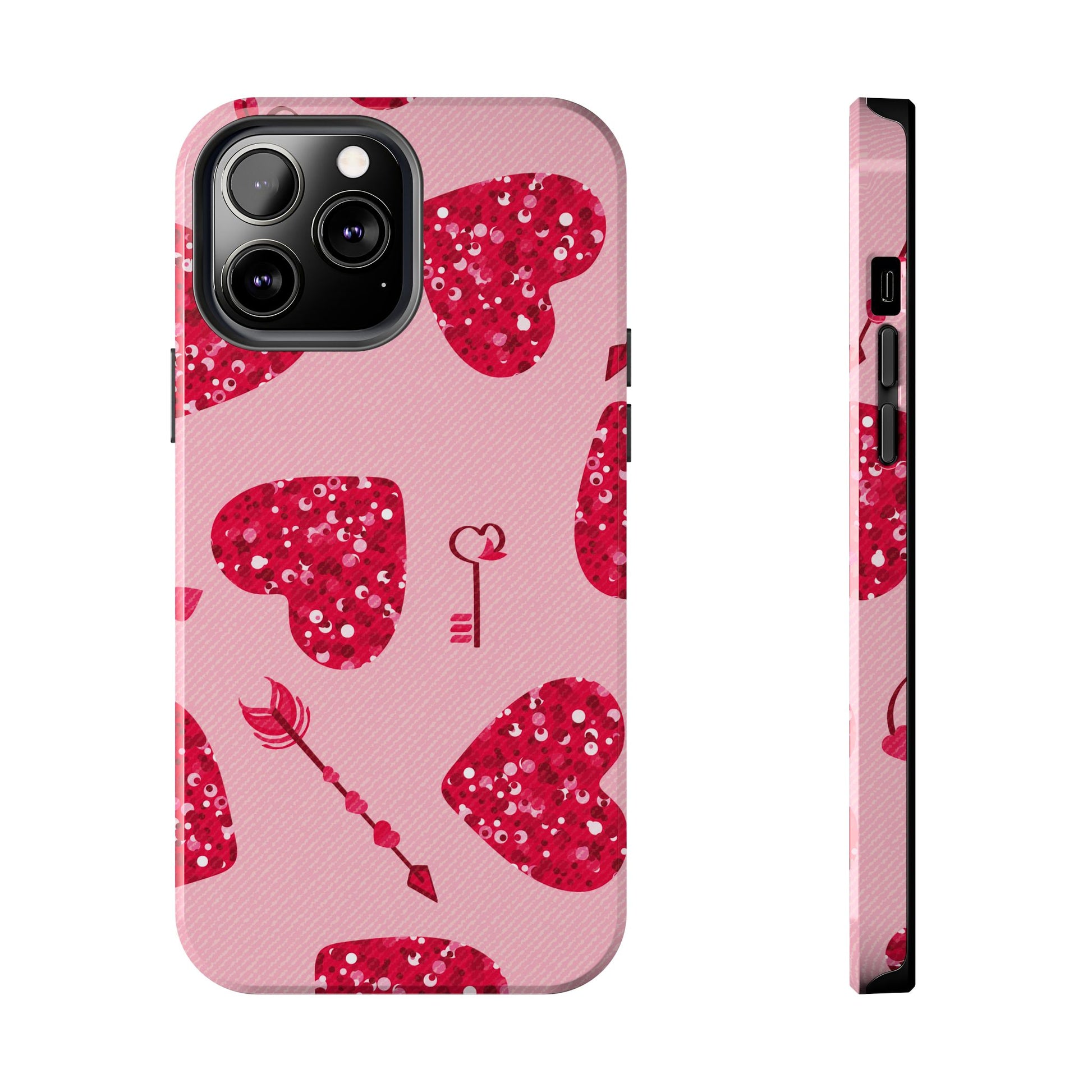 Sparkling Red Hearts Phone Case (Apple & Android)