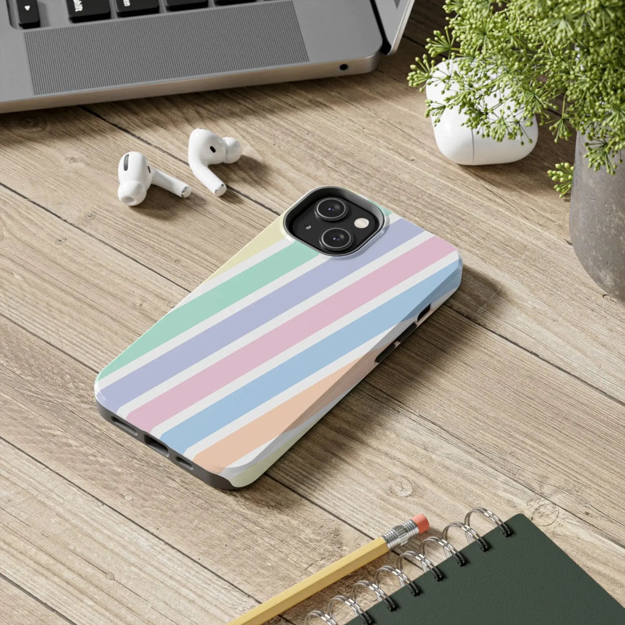 Pretty Pastel Lines Phone Case (Apple & Android) - Pink Sweetheart