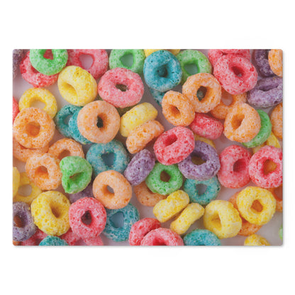 Fruity Cereal Loops Glass Cutting Board