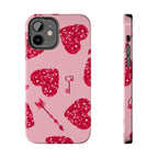 Sparkling Red Hearts Phone Case (Apple & Android) - Pink Sweetheart