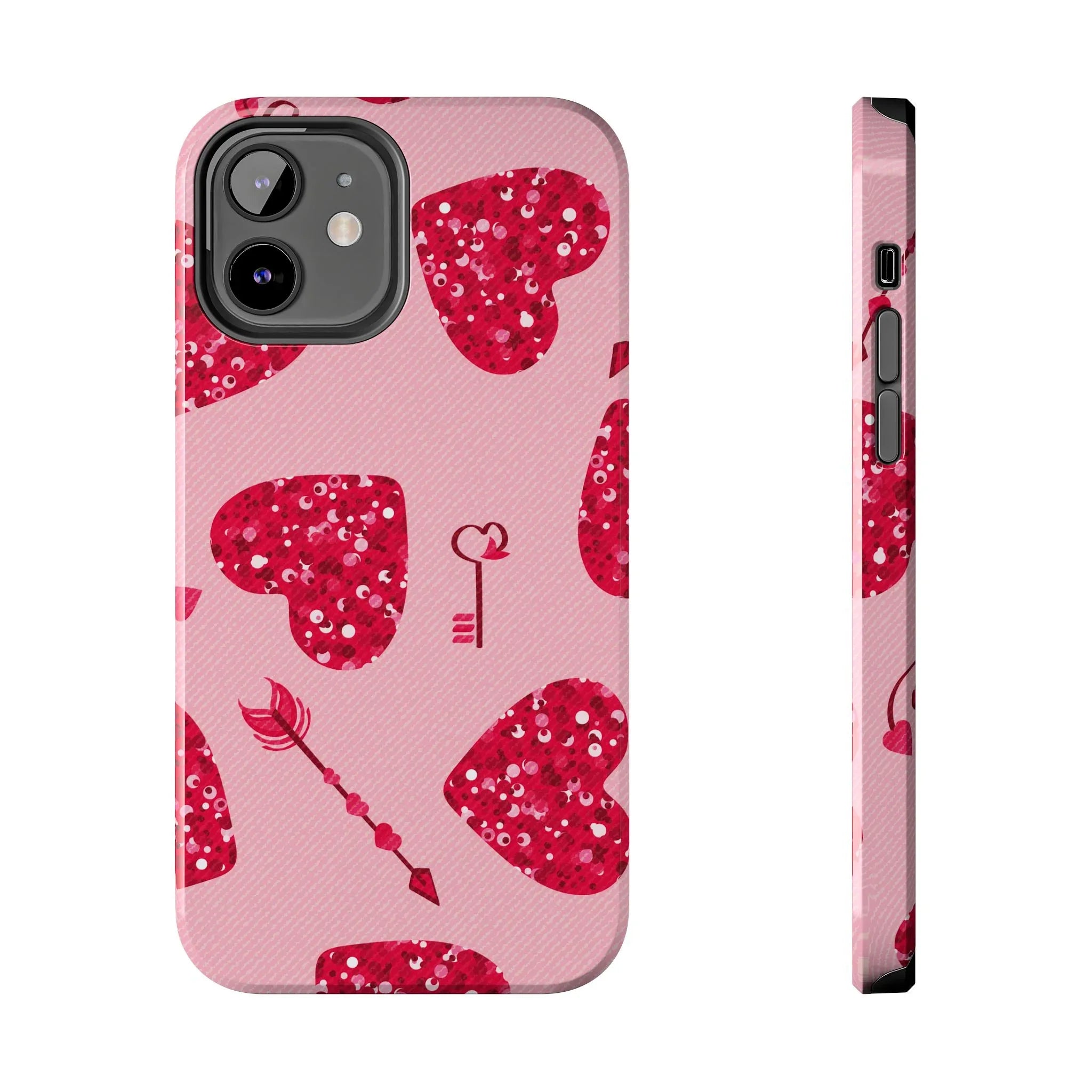 Sparkling Red Hearts Phone Case (Apple & Android) - Pink Sweetheart