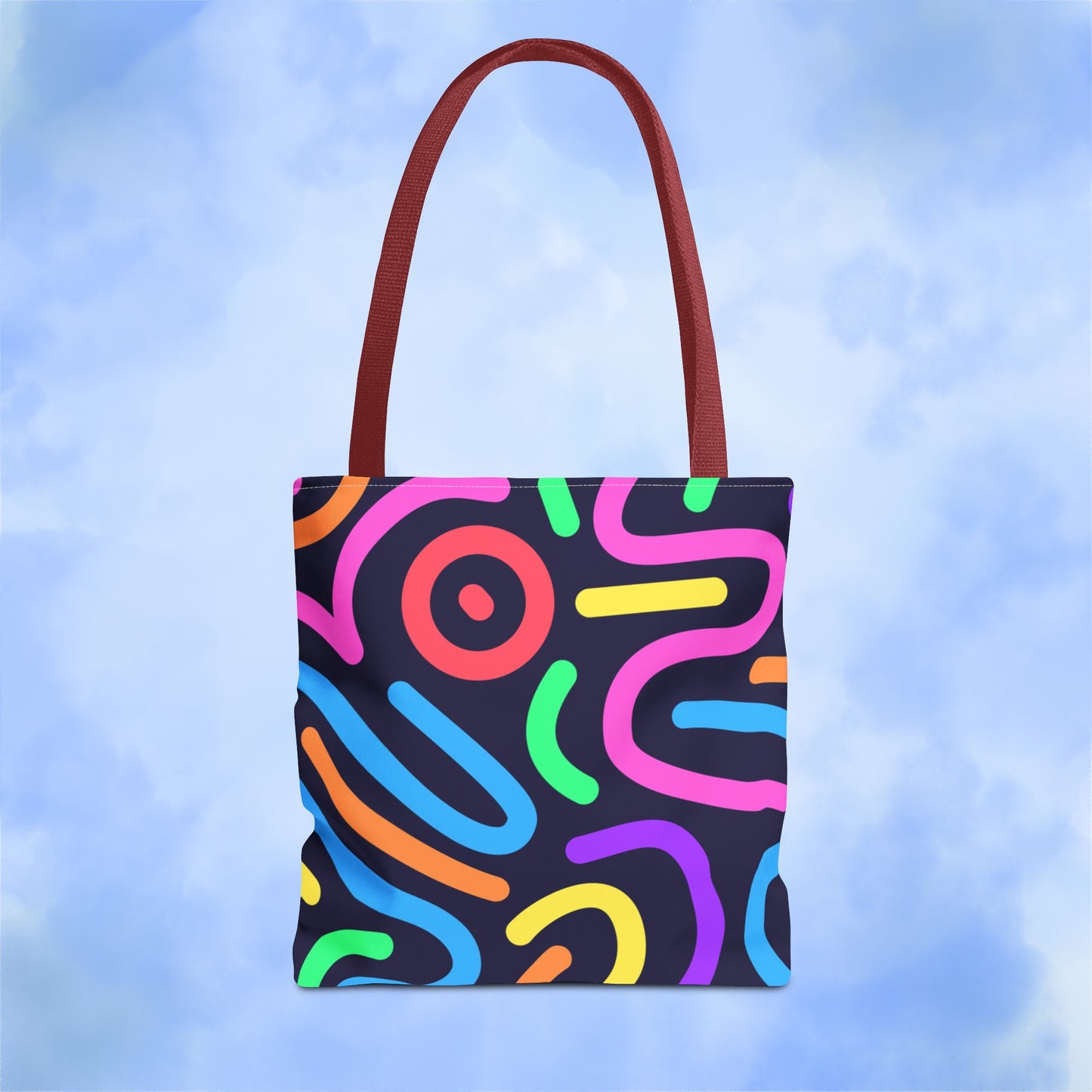 Neon Doodle Swirls Tote Bag