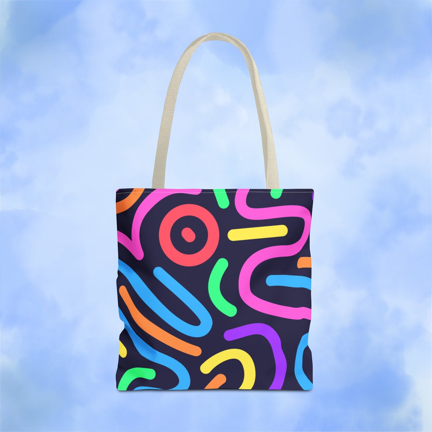 Neon Doodle Swirls Tote Bag