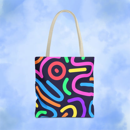 Neon Doodle Swirls Tote Bag