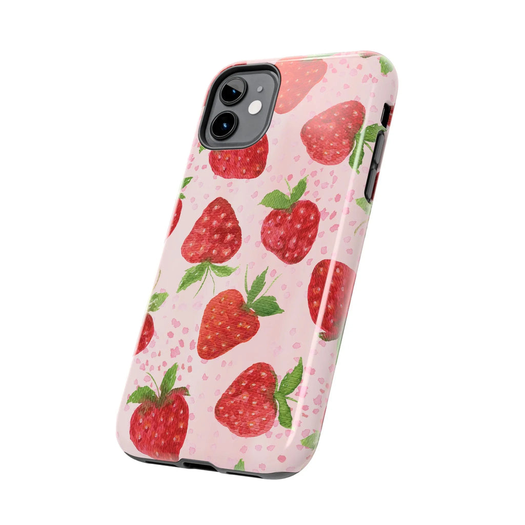 Cute Strawberries Phone Case (Apple & Android) - Pink Sweetheart