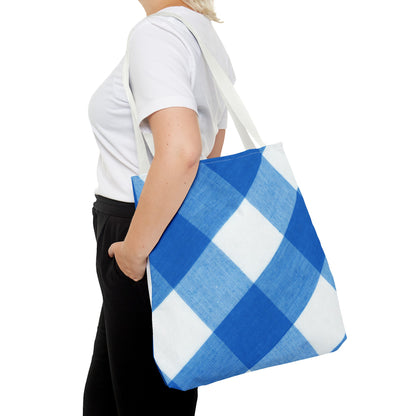 Chic Blue Gingham Tote Bag