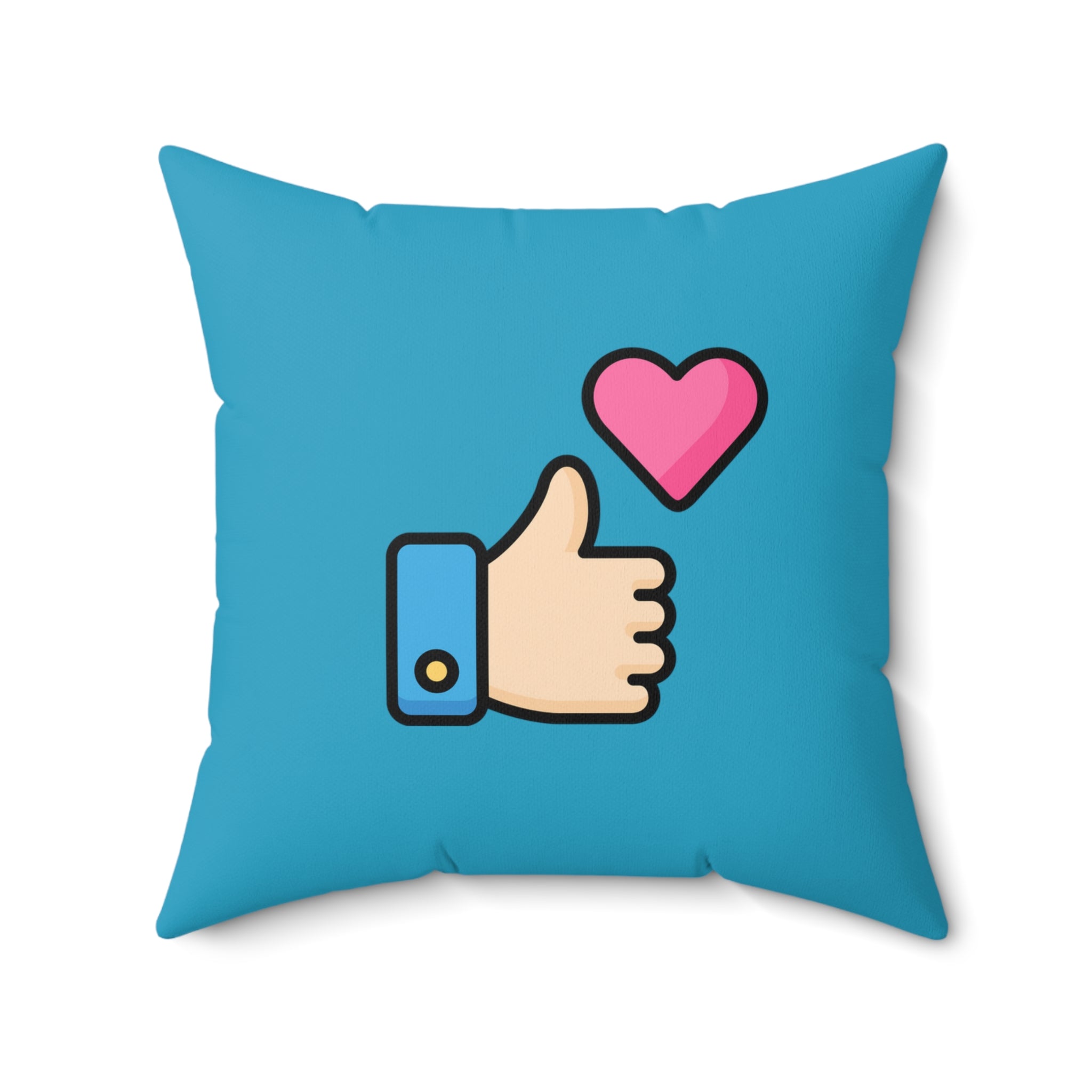 Social Media Thumbs Up Square Pillow - Teal