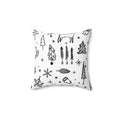 Black & White Christmas Square Pillow - Pink Sweetheart