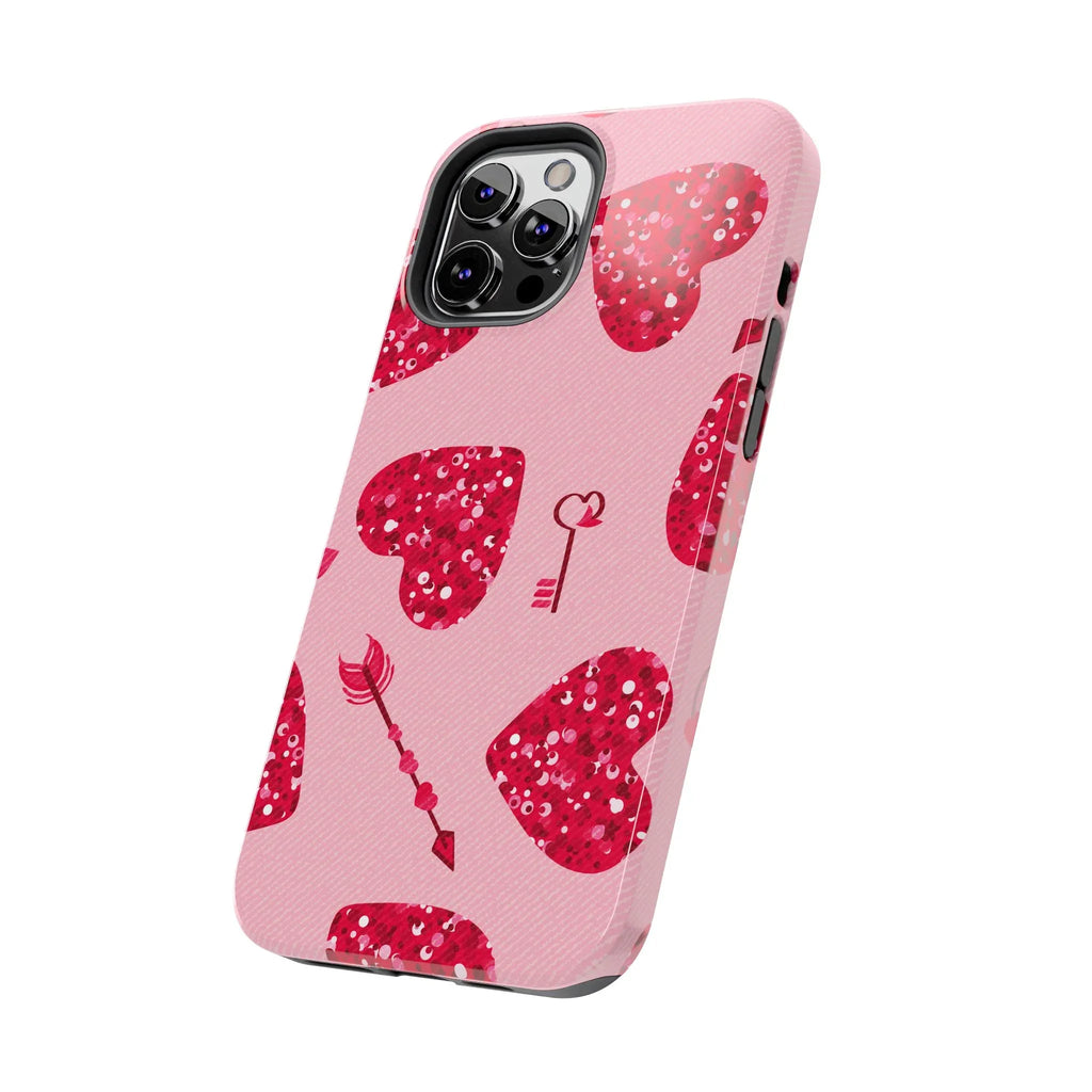 Sparkling Red Hearts Phone Case (Apple & Android) - Pink Sweetheart