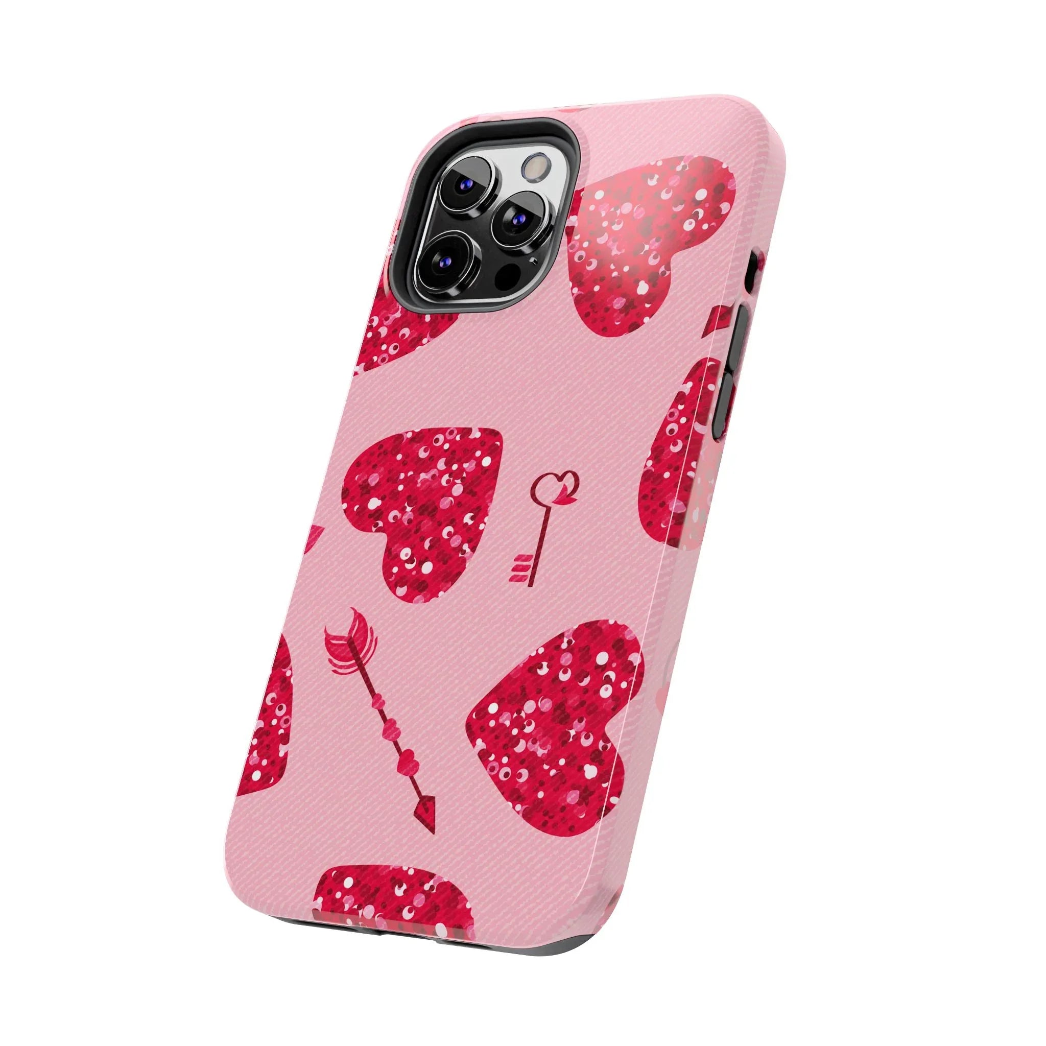 Sparkling Red Hearts Phone Case (Apple & Android) - Pink Sweetheart