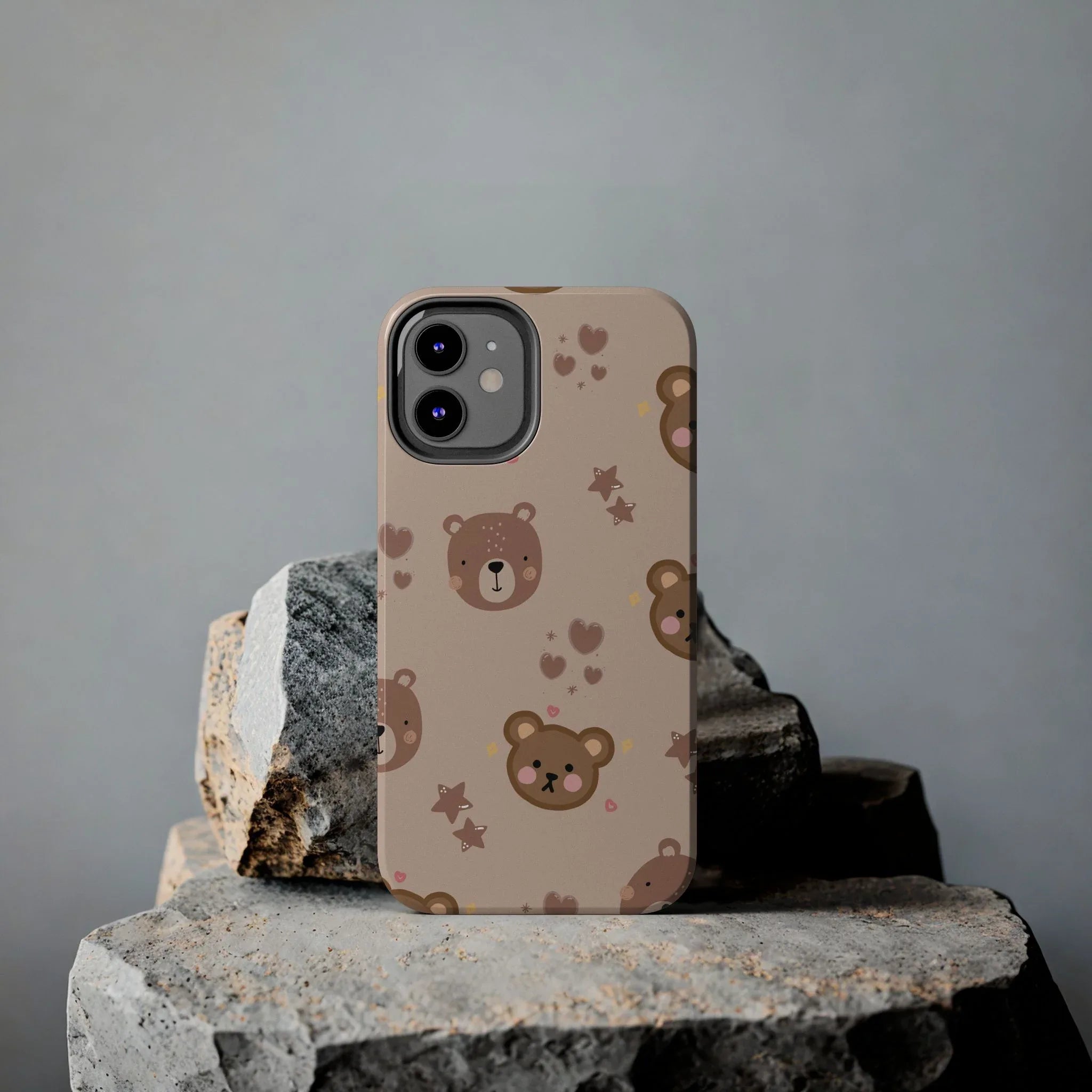 Boho Brown Bear Phone Case (Apple & Android) - Pink Sweetheart