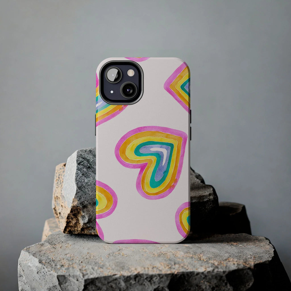 Rainbow Hearts Phone Case (Apple & Android) - Pink Sweetheart