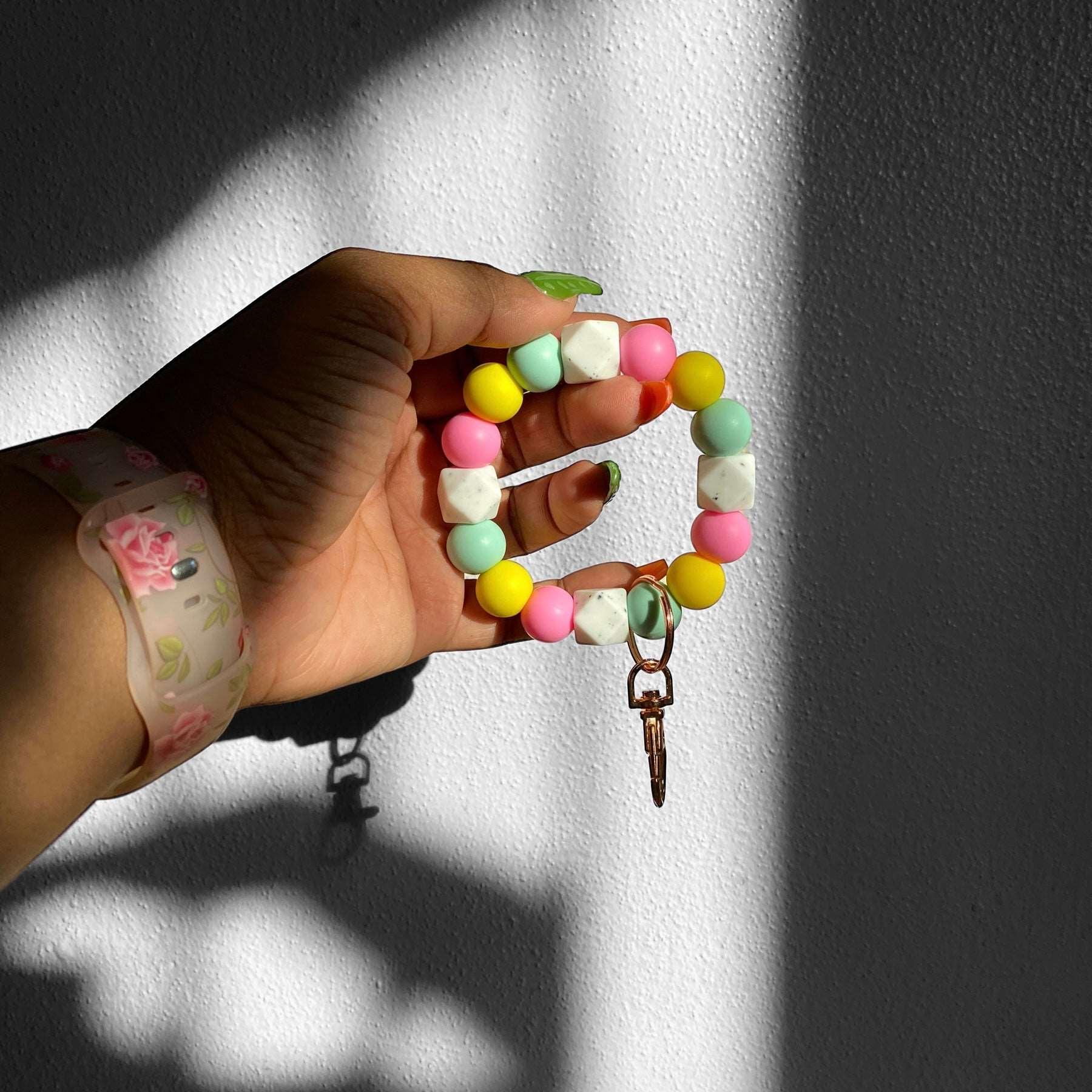 Aesthetic Vibes Chunky Silicone Beaded Keychain – Pink Sweetheart