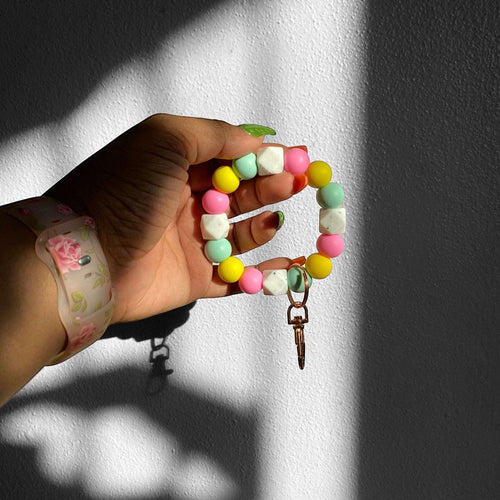 Aesthetic Vibes Chunky Silicone Beaded Keychain - Pink Sweetheart