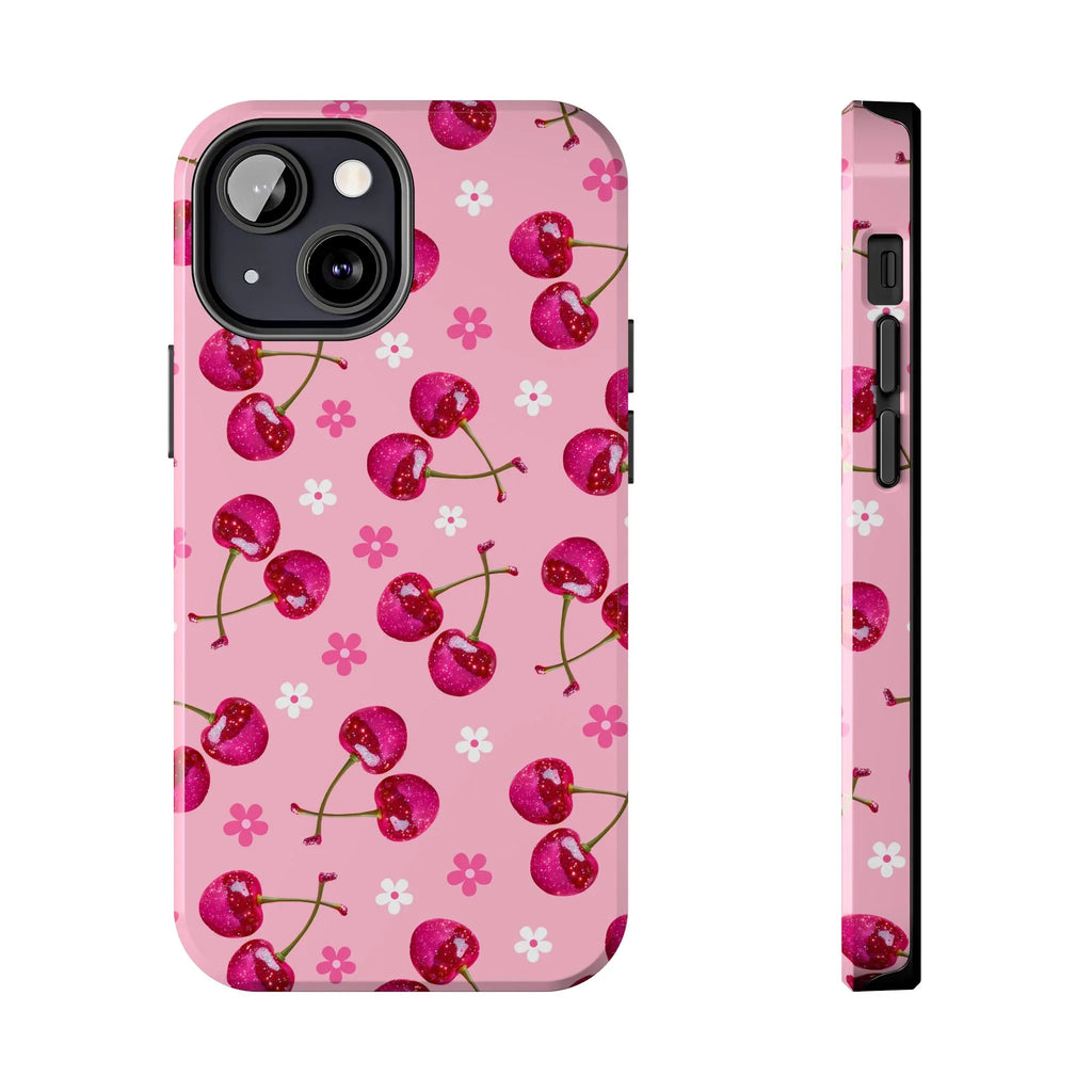 Pink Cherry Sparkle Pattern Tough Phone Case (Apple & Android) - Pink Sweetheart