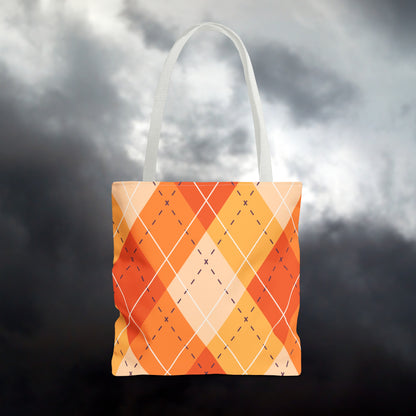 Orange Argyle Halloween Tote Bag