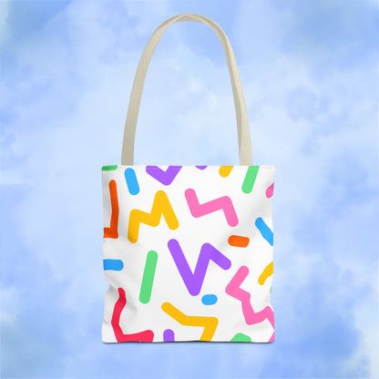 Colorful Doodle Zig Zags Tote Bag