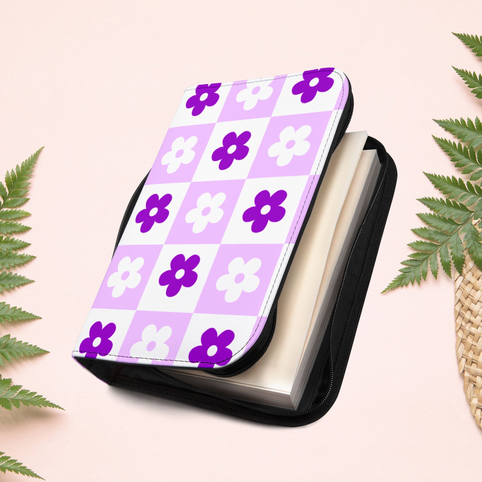 Checkered Orchid Floral Book Cover