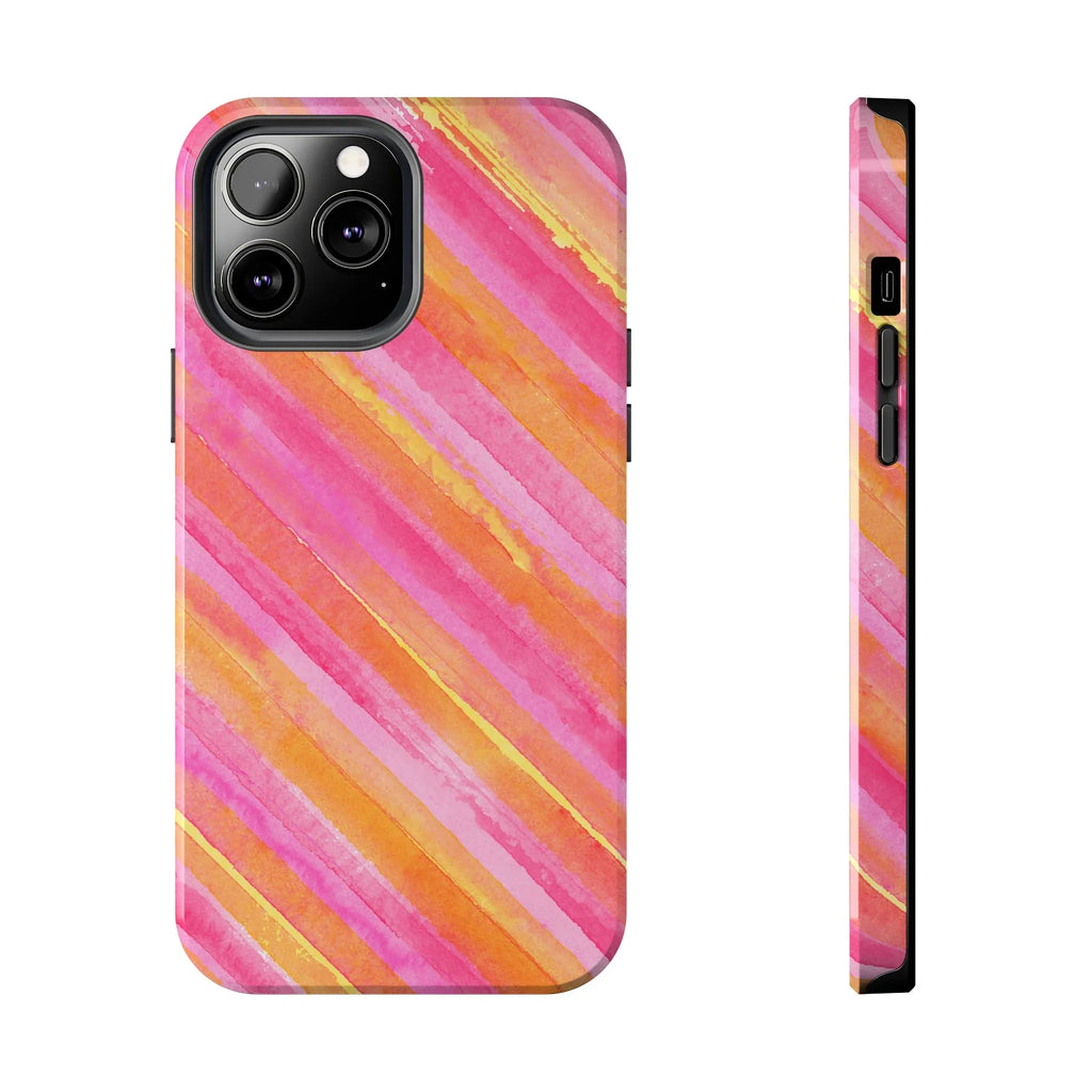 Pink Lemon Stripes Phone Case (Apple & Android) - Pink Sweetheart