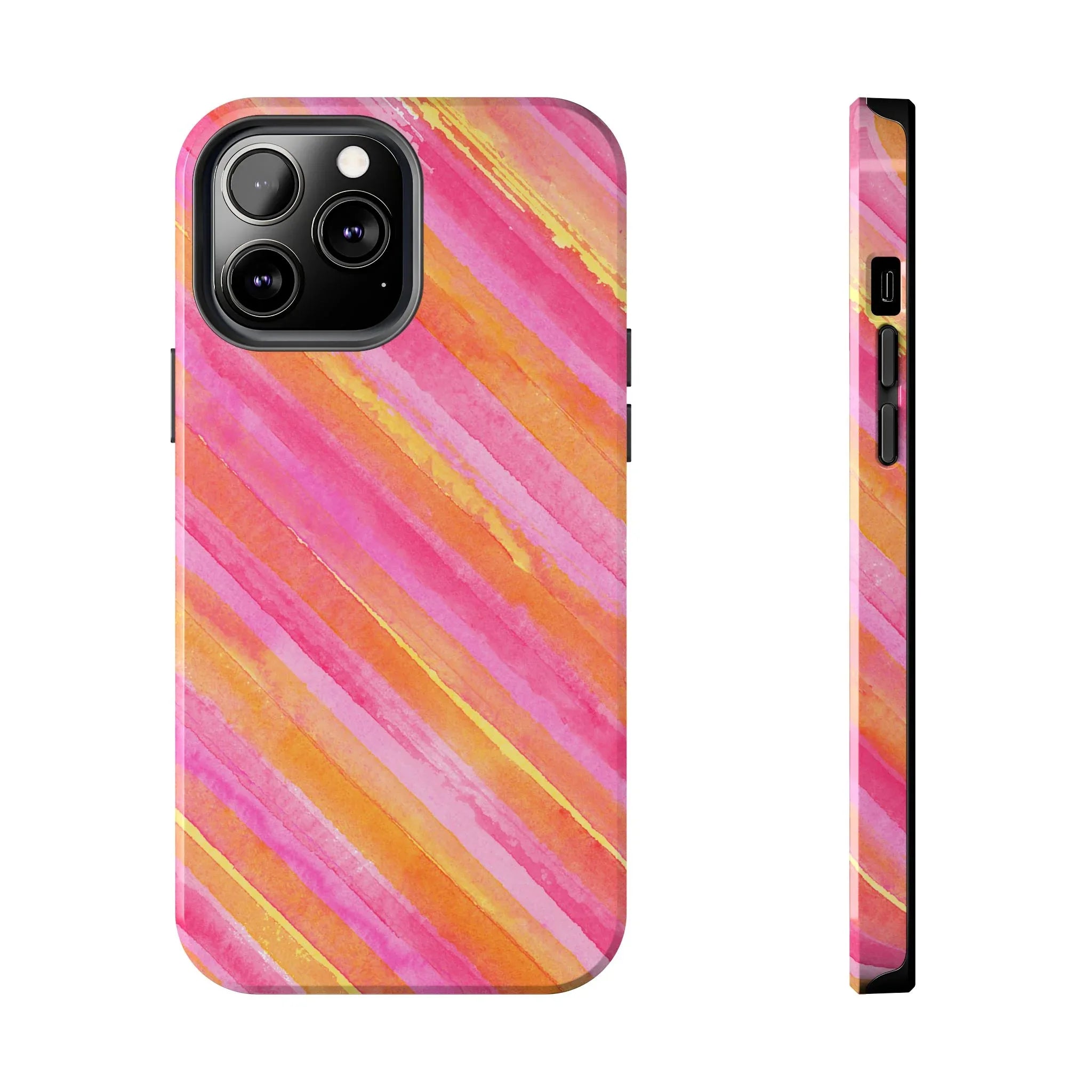 Pink Lemon Stripes Phone Case (Apple & Android) - Pink Sweetheart
