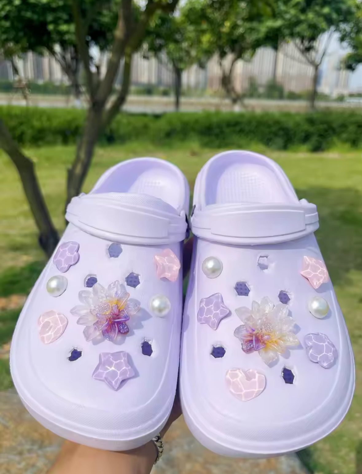 Purple Dahlia Clog Charms Set