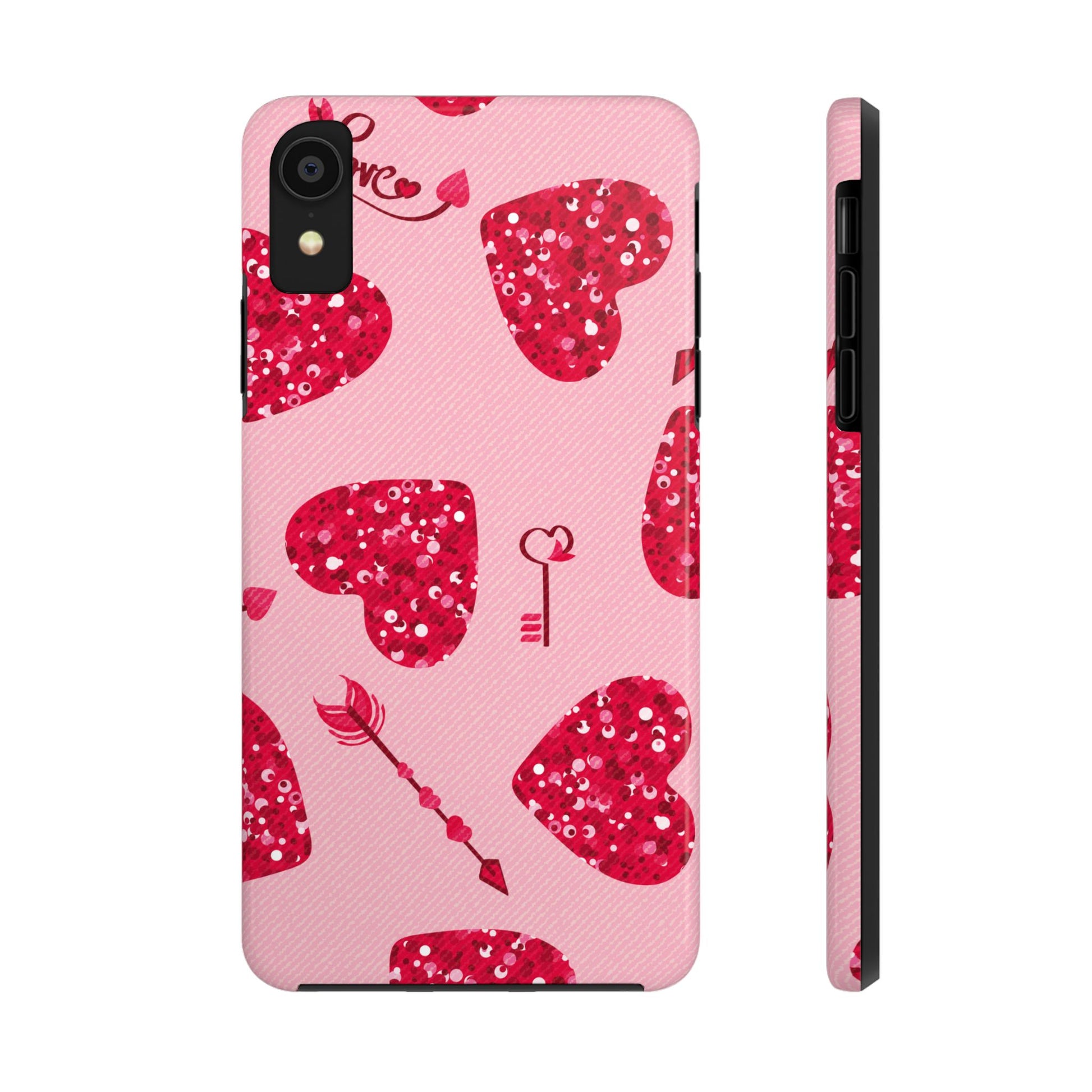 Sparkling Red Hearts Phone Case (Apple & Android)