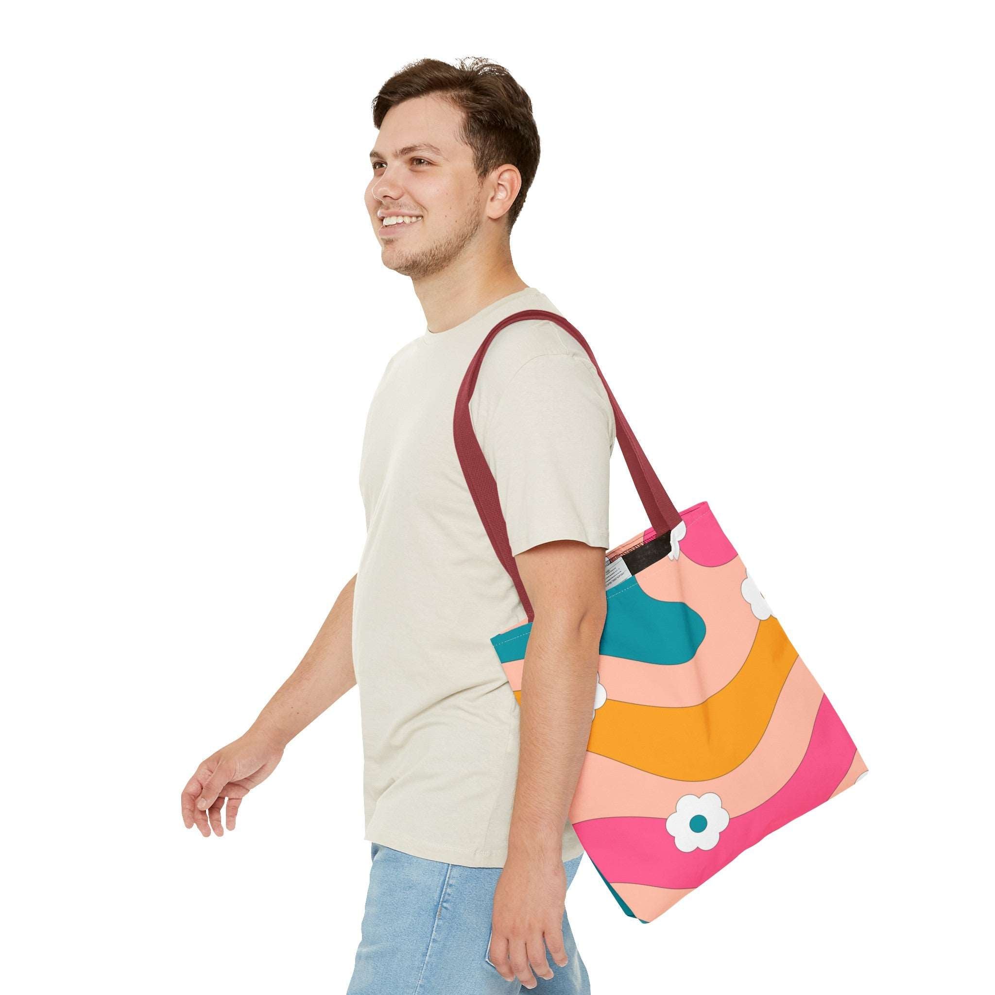 70s Floral Retro Aesthetic Tote Bag